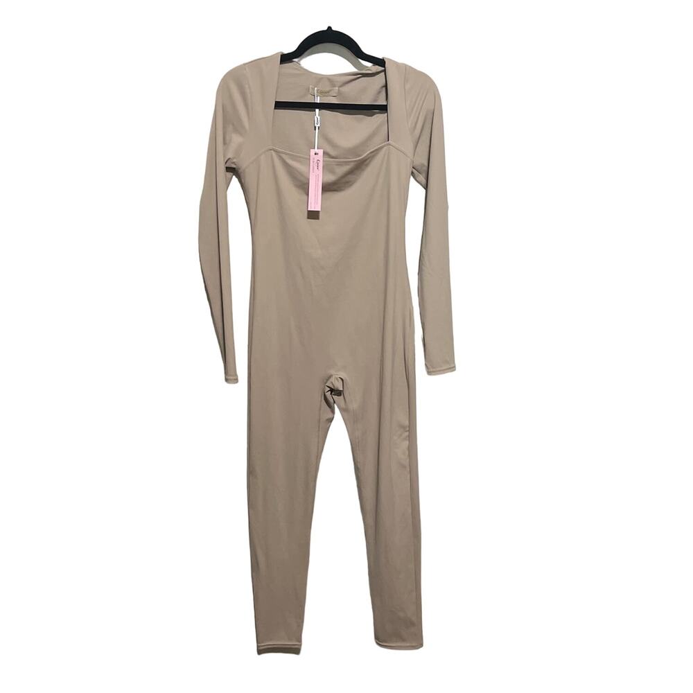NWT Qinsen Square Neck Bodysuit Long Sleeve L